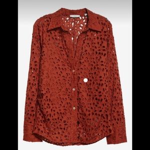 Vince XL New Cotton Eyelet Button Up Shirt with Cami New with Tags
